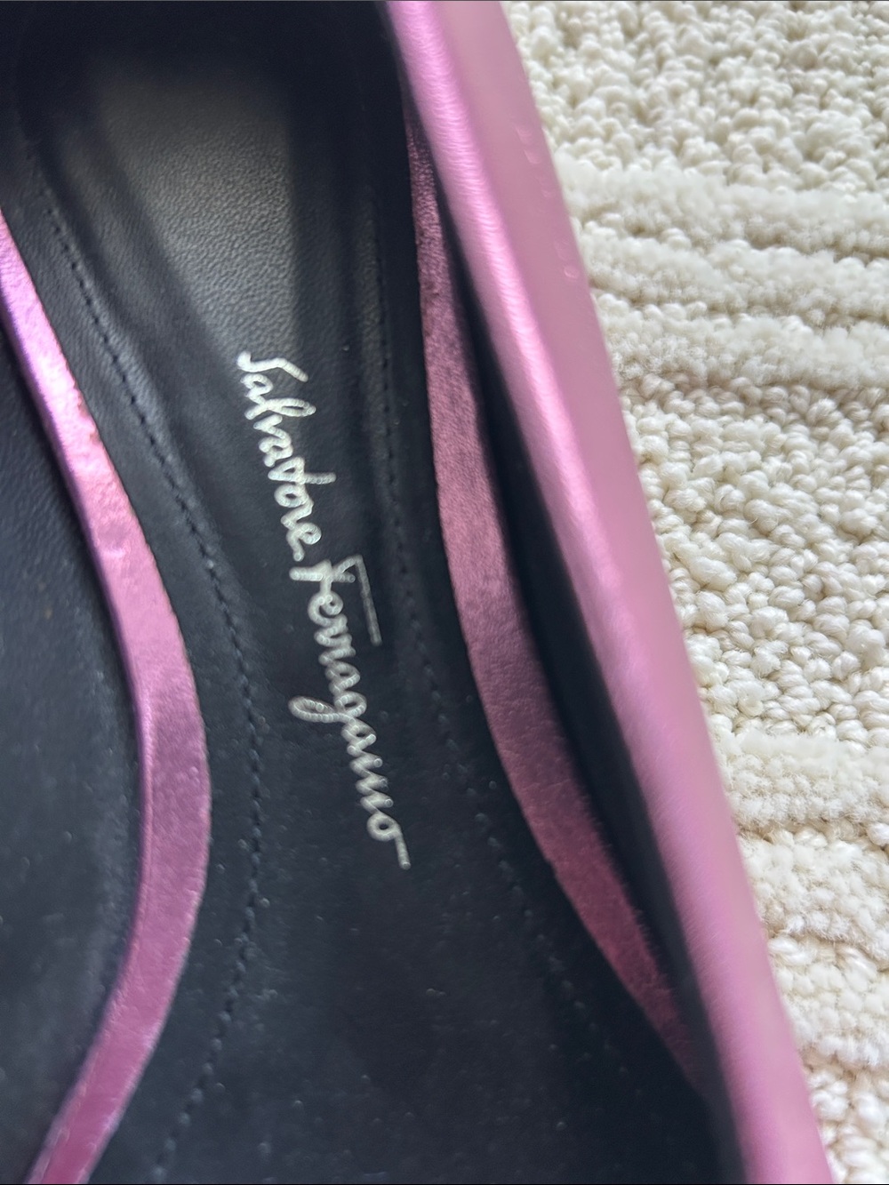 Salvatore Ferragamo Metallic Pink Varina Pointed-Toe Flats - Picture 5 of 6